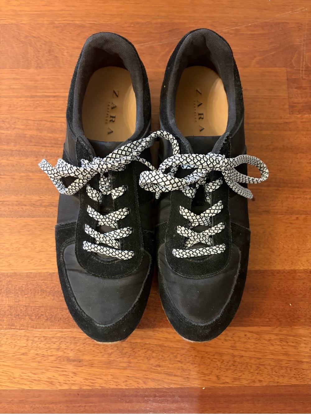 ZARA Black Sneakers with Patterned Laces